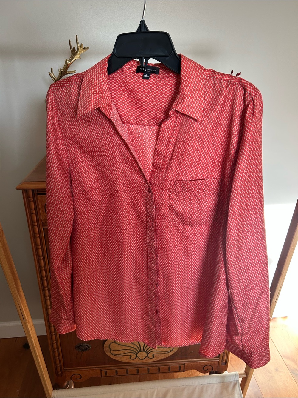 The Limited Coral Red Geometric Button-Down Shirt